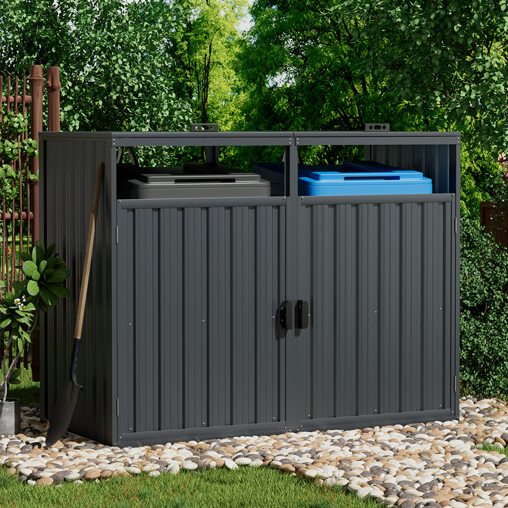 5/8x3ft Dark Grey Garden Metal Bin Storage Shed