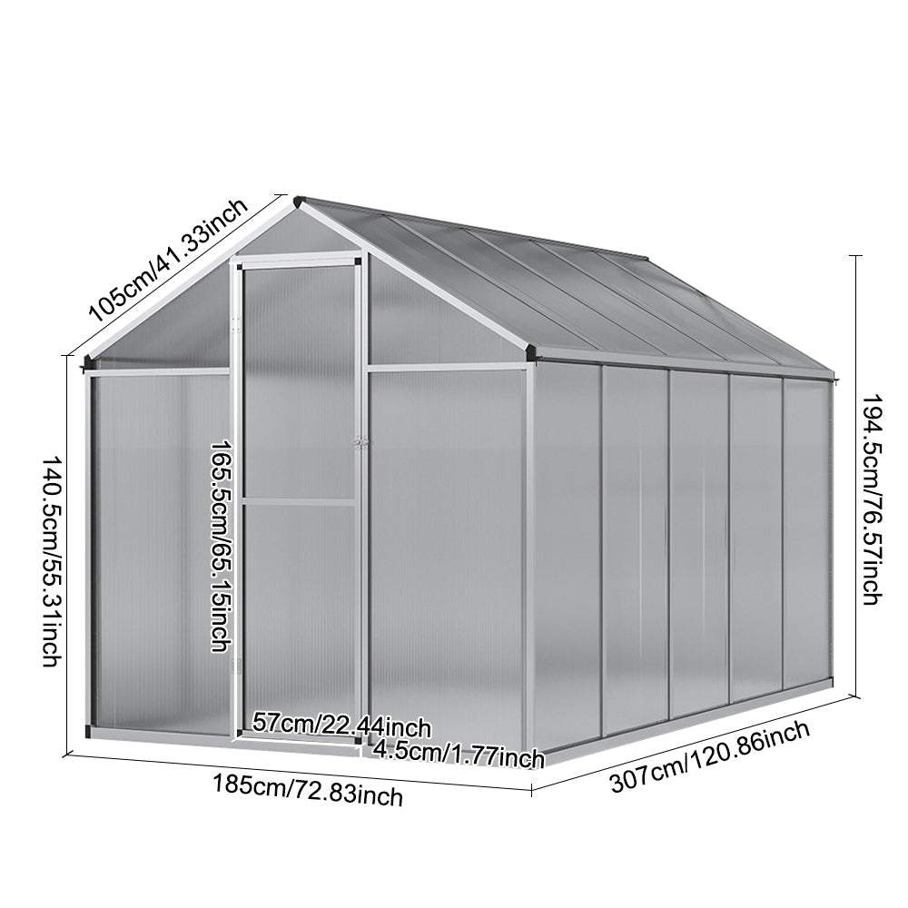 Aluminium Polycarbonate Apex Greenhouse