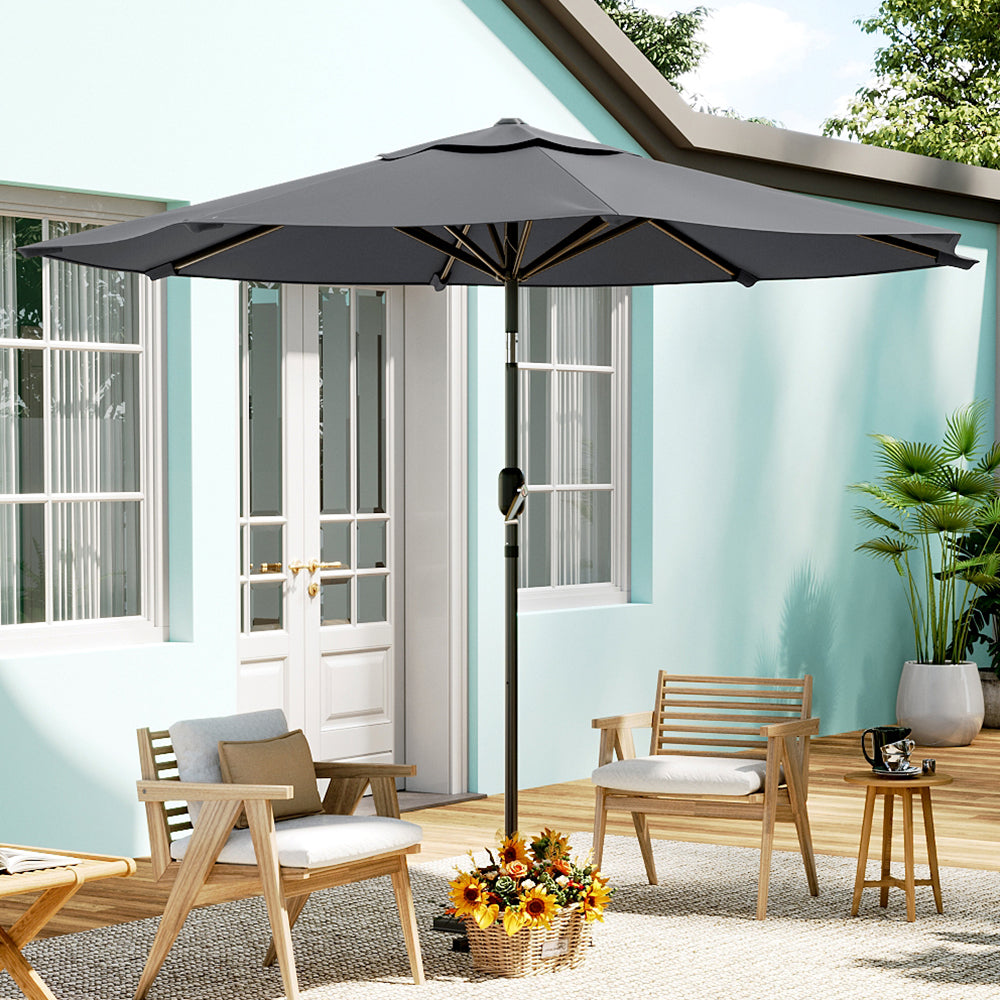 3M Garden Sunshade Tilt Parasol Umbrella with Crank