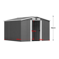 8x8ft Metal Garden Storage Shed with Apex Roof & Sliding Door