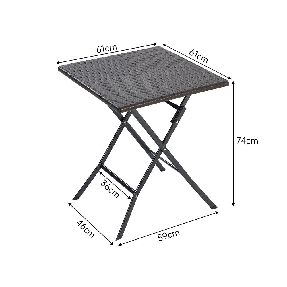 Square Rattan Folding Camping Table for Outdoor and Patio Use