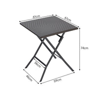 Square Rattan Folding Camping Table for Outdoor and Patio Use