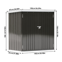 Measurement diagram of 5x3ft grey outdoor shed – detailed external dimensions for installation planning