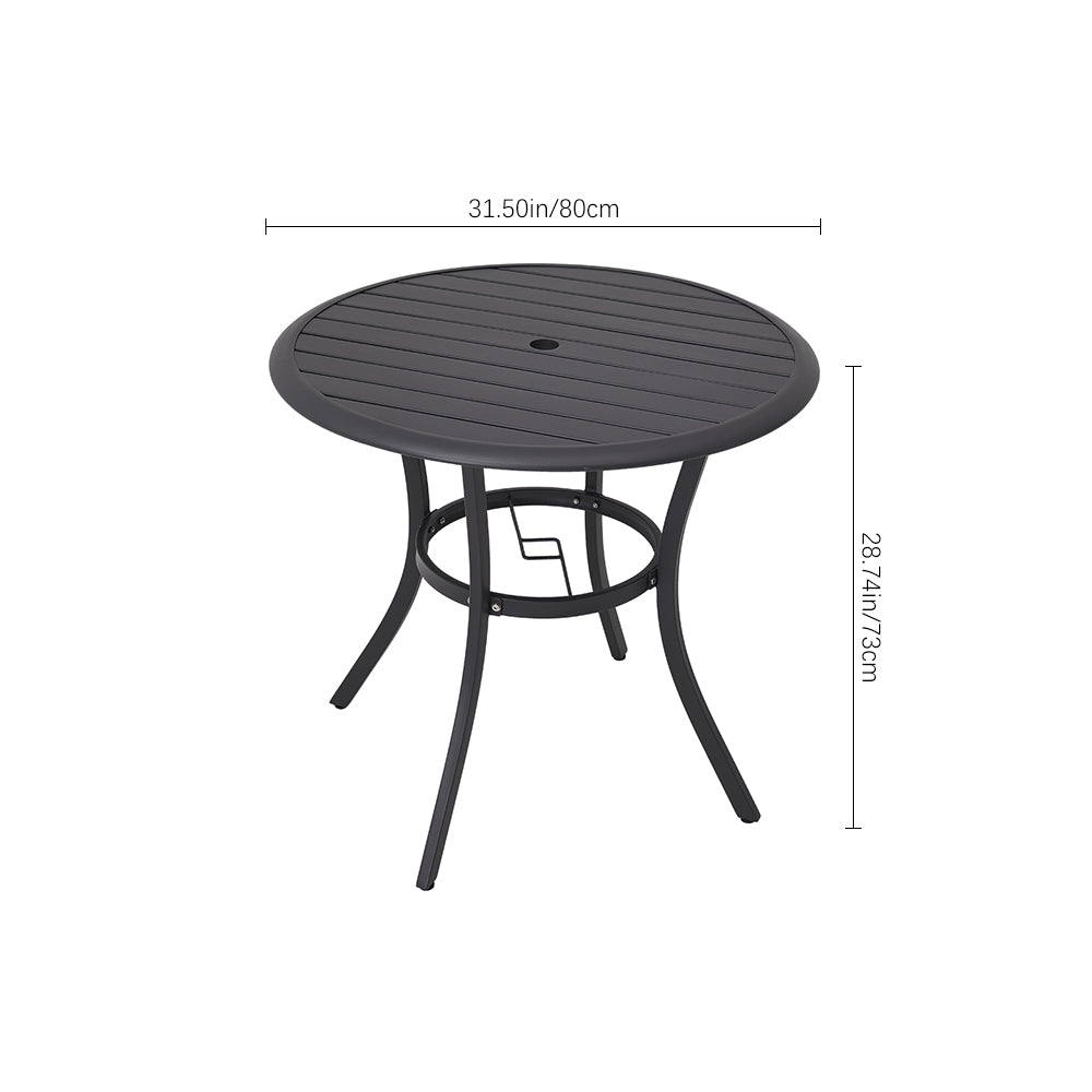 80cm Metal Slatted Round Garden Patio Table