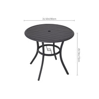 80cm Metal Slatted Round Garden Patio Table