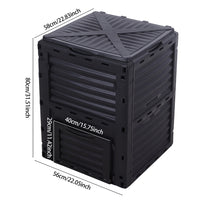 300L Black Plaste Garden Compost Storage Box
