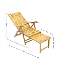 Garden Bamboo Foldable Recliner Lounge Chair with Retractable Footrest