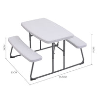 White Foldable Garden Picnic Table and Bench Set
