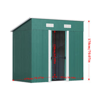 6x4ft Metal Garden Storage Shed with Pent Roof & Sliding Door
