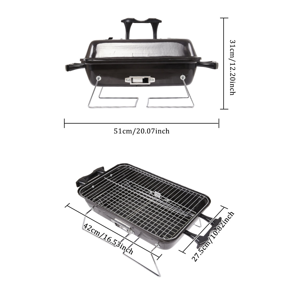 Portable Tabletop BBQ Grill Smoker with Lid