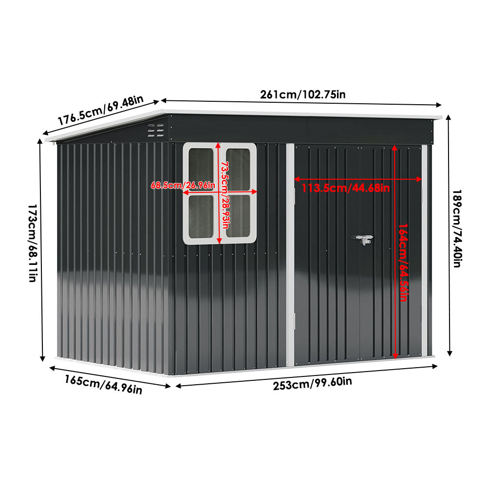 8x5ft Charcoal Black Outdoor Garden Storage Shed