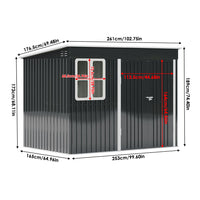 8x5ft Charcoal Black Outdoor Garden Storage Shed