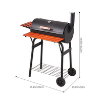Black Outdoor Garden Portable Barrel Charcoal BBQ Grill Smoker with Side Shelves