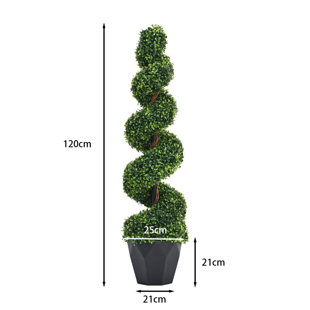 2 Pack Artificial Topiary Spiral Boxwood Tree Fake Plant