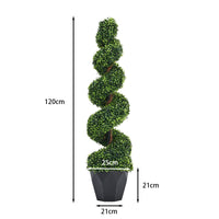 2 Pack Artificial Topiary Spiral Boxwood Tree Fake Plant