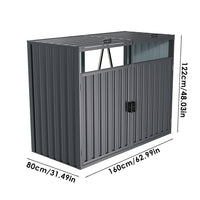 5/8x3ft Dark Grey Garden Metal Bin Storage Shed