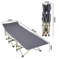 Dimensions of Foldable Camping Bed with Headrest - Portable steel frame cot for adult outdoor sleeping