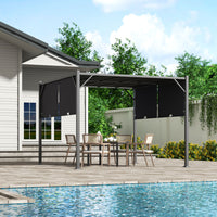 Dark Black Outdoor Retractable Steel Pergola with Canopy