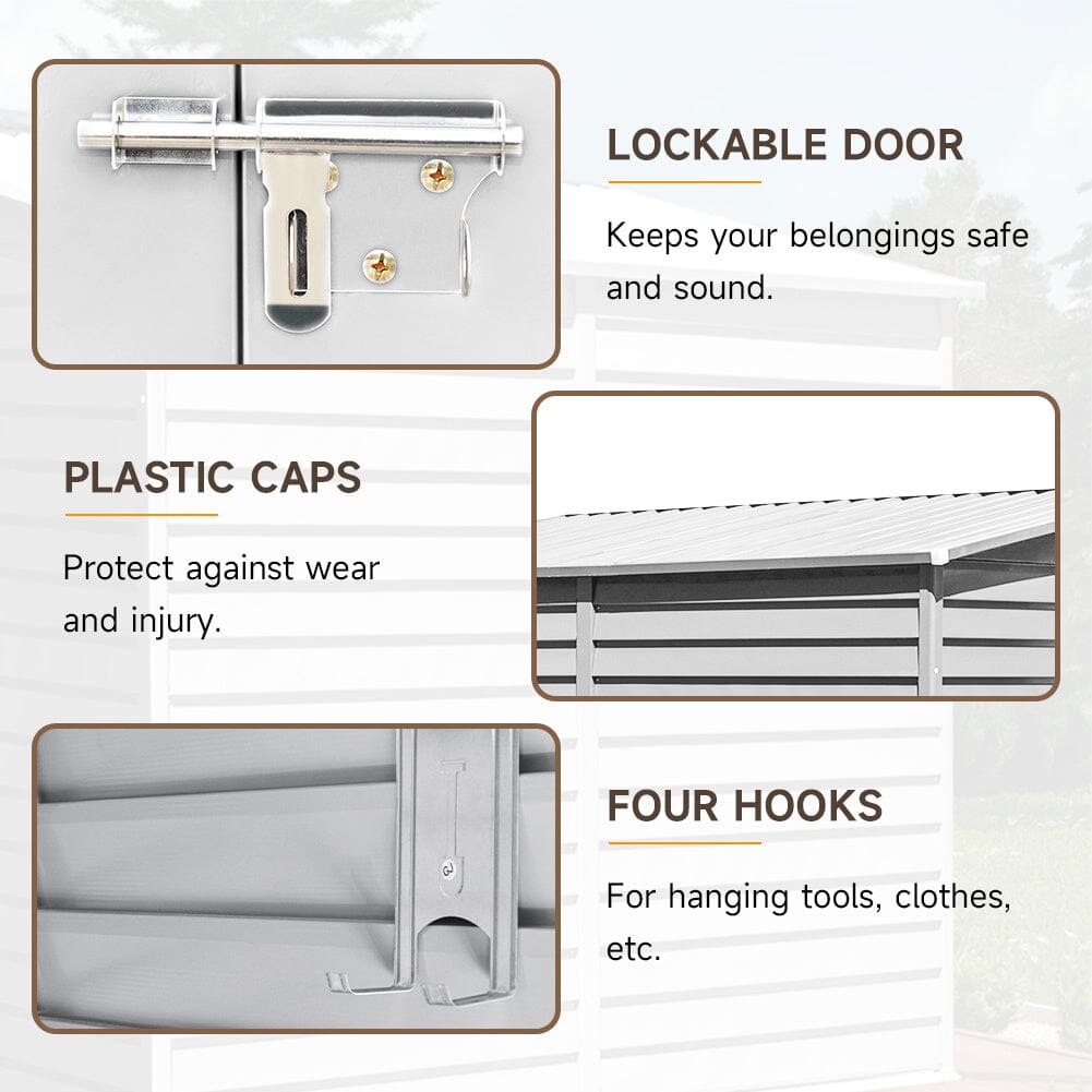 9ft White Garden Bike Shed Motorcycle Storage Shed Lockable Steel Outdoor Steel Sheds Garden Sheds Living and Home 