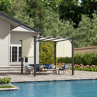 9.8' Outdoor Patio Pergola with Retractable Canopy