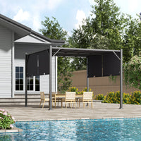 Dark Black Outdoor Retractable Steel Pergola with Canopy