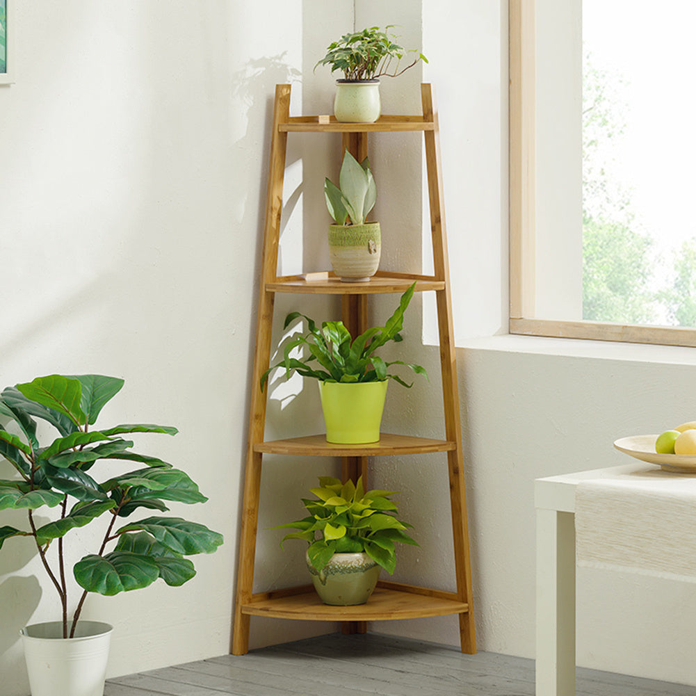 3/4/5 Tier Corner Ladder Shelf Bookcase Plant Flower Display Stand Storage Rack Bookcases & Standing Shelves Living and Home 