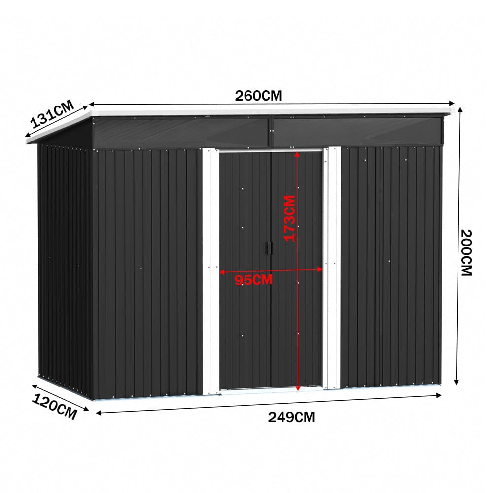 8.6 ft Garden Bike Sheds Metal Storage Shed with Lockable Sliding Doors Garden Sheds Living and Home 