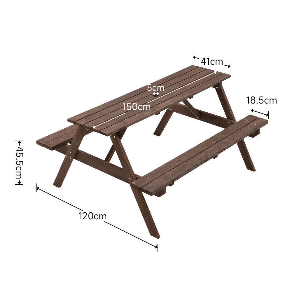 Solid Wood Rectangle Camping Table and Bench Sets