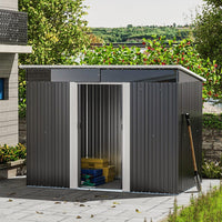 8.6 ft Garden Bike Sheds Metal Storage Shed with Lockable Sliding Doors Garden Sheds Living and Home 