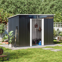 8.6 ft Garden Bike Sheds Metal Storage Shed with Lockable Sliding Doors Garden Sheds Living and Home 