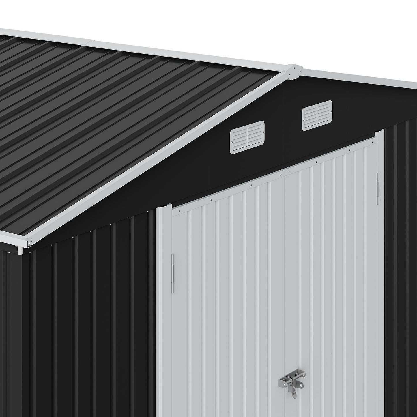 10ft Metal Garden Storage Shed with Apex Roof & Double Doors
