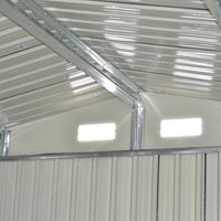12x10ft Large Metal Garden Shed with Apex Roof & Sliding Doors