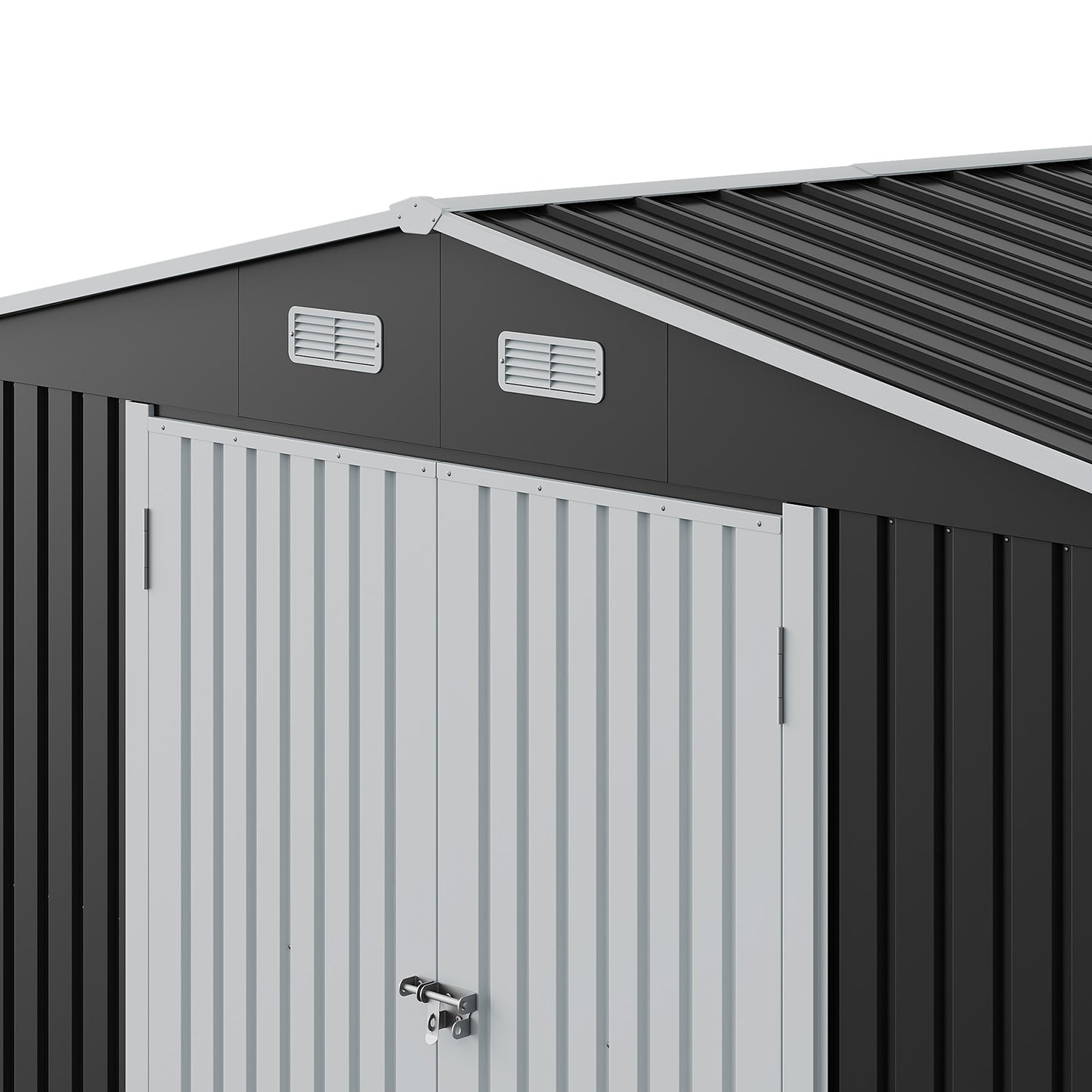 10ft Metal Garden Storage Shed with Apex Roof & Double Doors