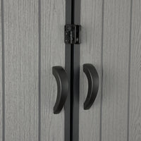 6ft Grey Wood Grain Tool Shed with Apex Roof & Lockable Door