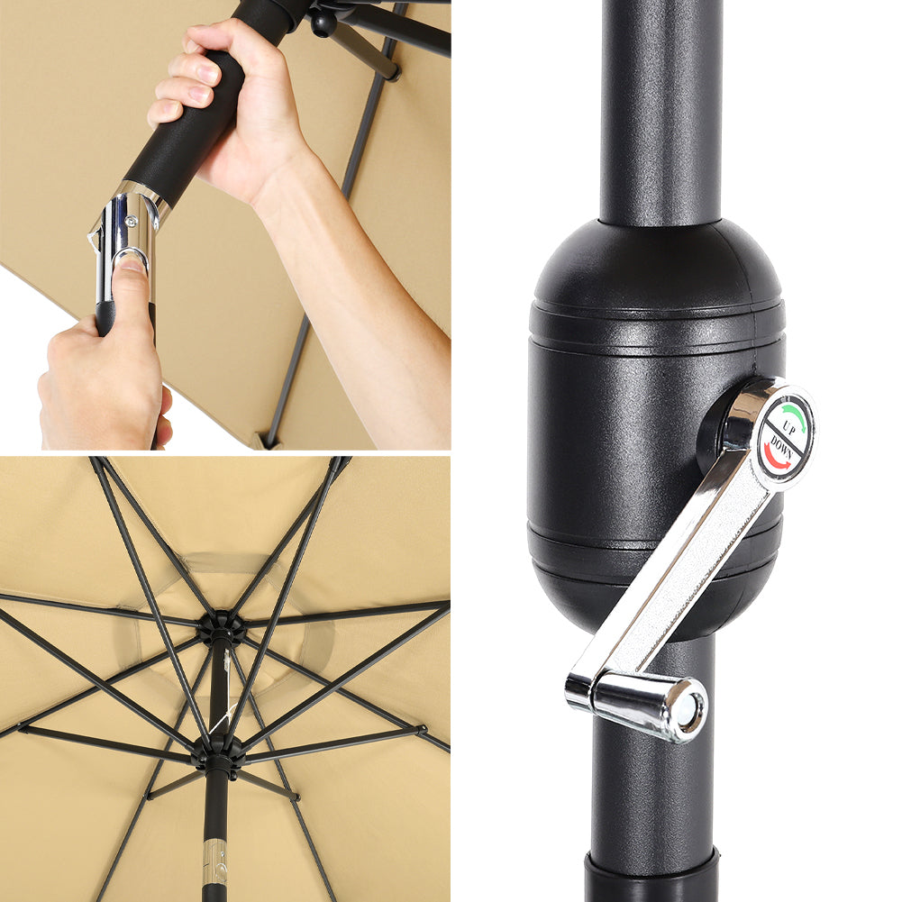 3M Garden Sunshade Tilt Parasol Umbrella with Crank