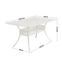 150cm Wide Garden Dining Table Hollow Cast Aluminium Tables White/Black Garden Dining Tables Living and Home 