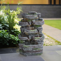 Faux Rock Garden Fountain with Lights