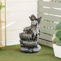 1.6’ Garden Angle Shape Solar Resin Fountain with LED