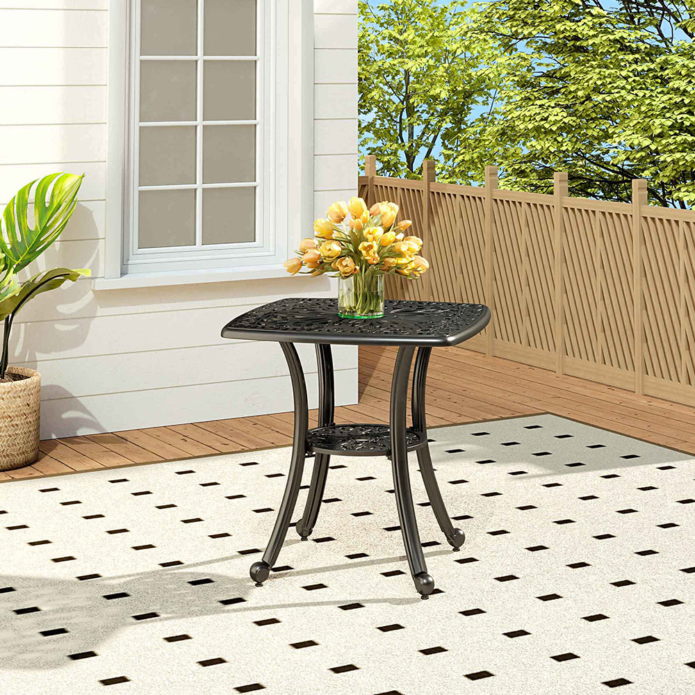 Black Garden Square Cast Aluminium Patio Table