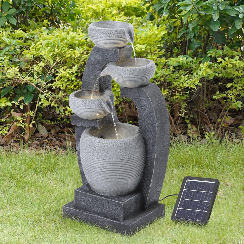 Outdoor Decor Solar-Powered Water Fountain Rockery Decor with LED Light Living and Home 