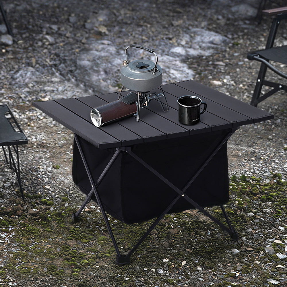 Camping Table Foldable Aluminium Roll Up Top Portable Outdoor Use