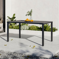 4.9' Garden Wood Effect Outdoor Dining Table with Parasol Hole Grey