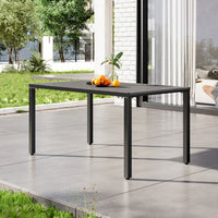 4.9' Garden Wood Effect Outdoor Dining Table with Parasol Hole Grey