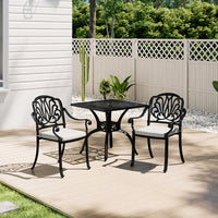 2.6' Outdoor Cast Aluminium Square Garden Dining Table Black