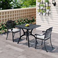 2.6' Outdoor Cast Aluminium Square Garden Dining Table Black