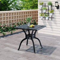 2.6' Outdoor Cast Aluminium Square Garden Dining Table Black