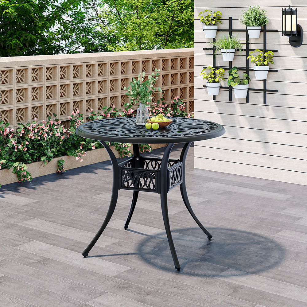 White/Black Garden Round Hollow Patio Table