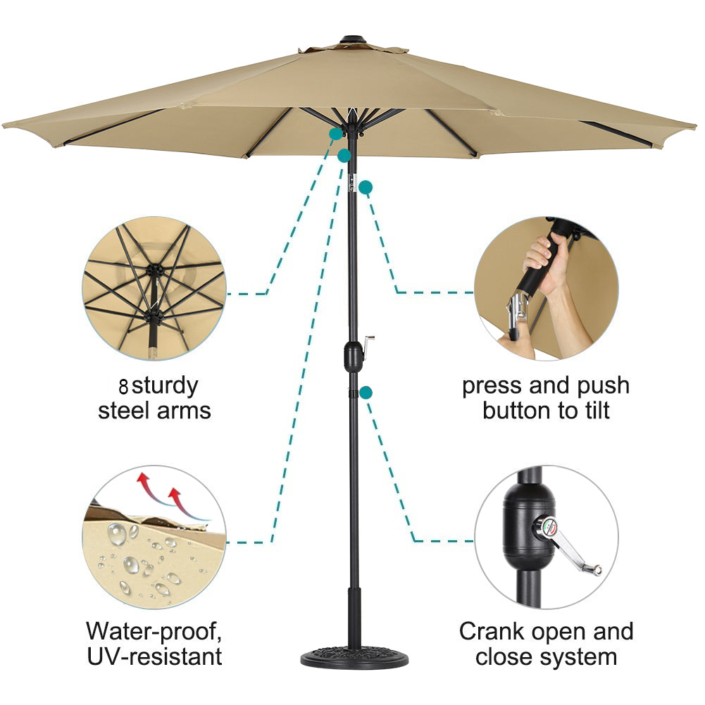 3M Garden Sunshade Tilt Parasol Umbrella with Crank