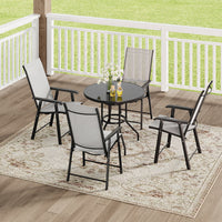 Black Round/Rectangular Garden Patio Table with Umbrella Hole