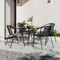 Black Round/Rectangular Garden Patio Table with Umbrella Hole